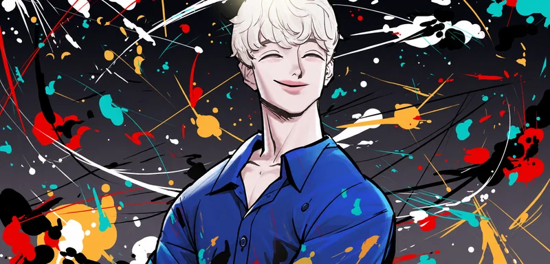 White-haired character in a blue shirt